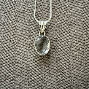 Clear Quartz Sterling Silver Pendant w/ Sterling Silver Chain - NEW!